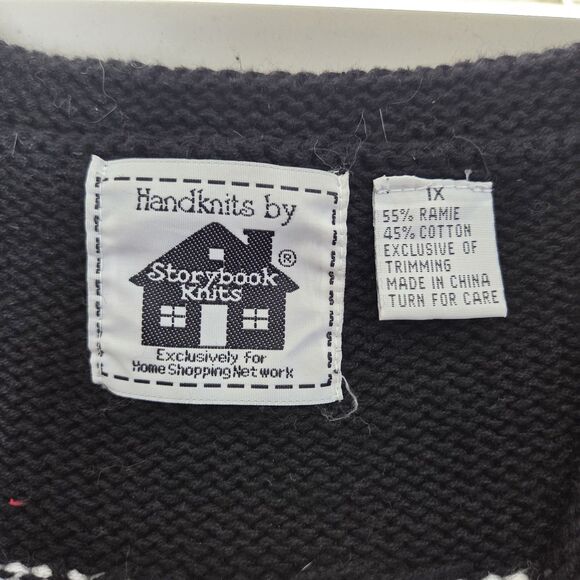 Vintage 90s Storybook Knits Womens Blue Playful Dogs Cardigan Sweater Size 1X - Picture 2 of 15